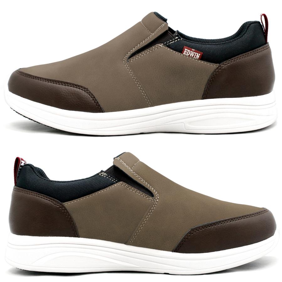 EDWIN（エドウィン） 6E 幅広 スニーカー 紐なし スリッポン