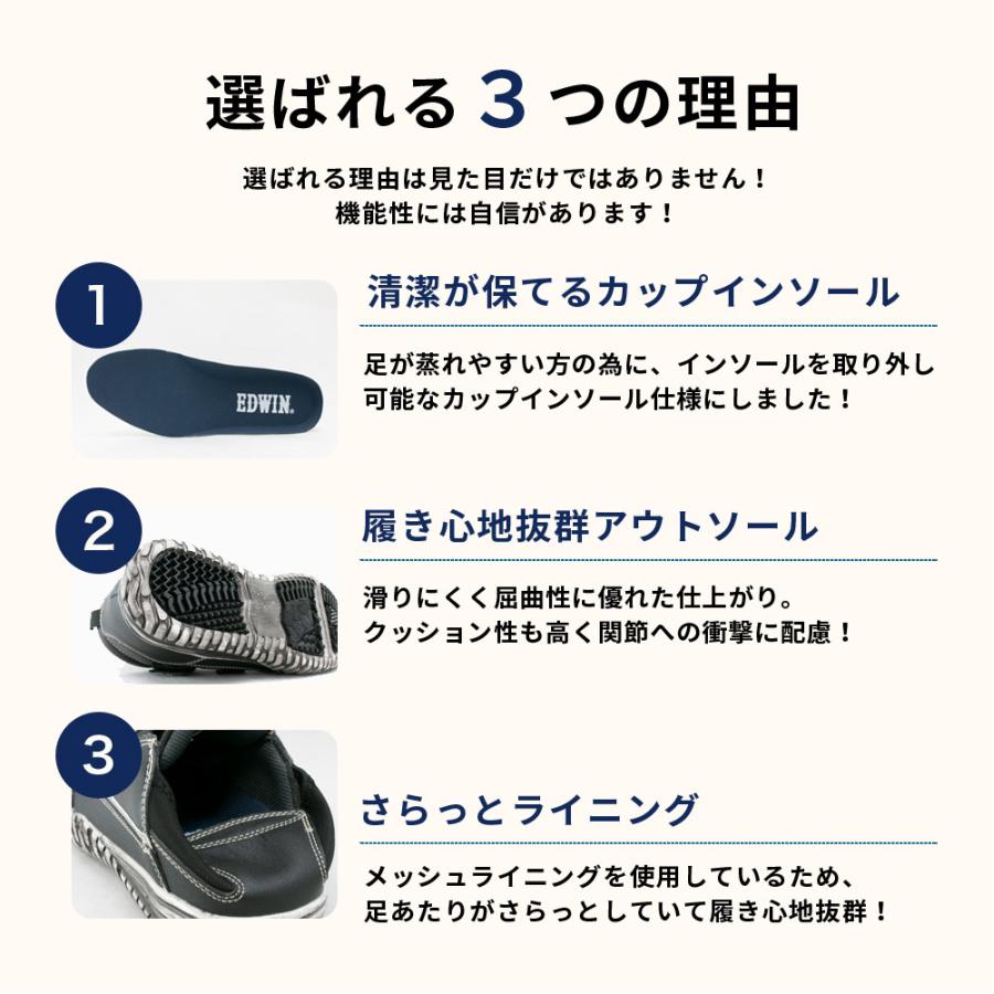 安全靴 サンダル かかと踏める スニーカー PU革靴 レザー 鉄先芯 衝撃吸収ソール 軽量 通気性 疲れない メンズ 作業靴 EDIWN esm104｜moriashizakka｜08