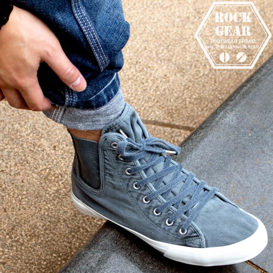 キャンバススニーカー メンズ スニーカー ハイカット サイドゴア スニーカー スリッポン デニムシューズ ラバー ゴム底 Rockgear Rg535 Rg535 Moriashizakkaヤフー店 通販 Yahoo ショッピング
