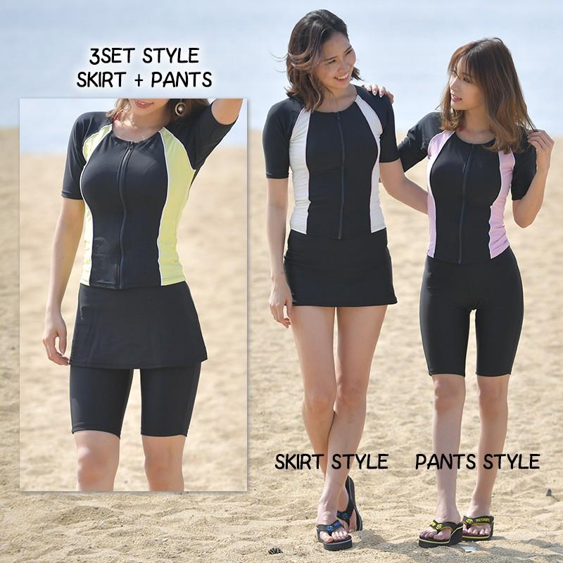ラッシュガード レディース 水着用 セット パンツ スカートスイムウェア3点セット Swim 527 もりっちゅストア 通販 Yahoo ショッピング