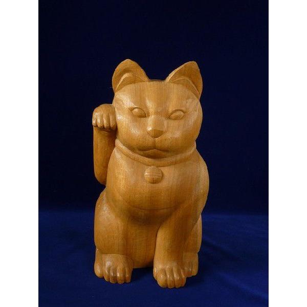 木彫　招き猫（右手、お金招き）｜morichoukoku｜02