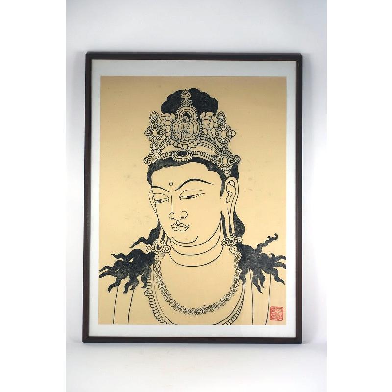 仏教美術】木版画「観音菩薩」 仏像 置物 絵画 壁掛け 掛け軸 仏教美術】木版画「観音菩薩」 仏像 置物 絵画 壁掛け 掛け軸