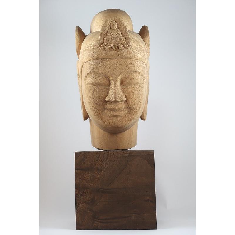 仏教美術】木彫「夢違観音菩薩 仏頭」 仏像 置物 壁掛け 絵画 仏教美術】木彫「夢違観音菩薩 仏頭」 仏像 置物 壁掛け 絵画