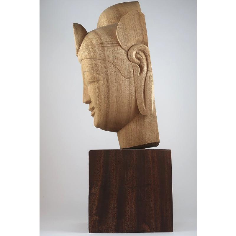 仏教美術】木彫「夢違観音菩薩 仏頭」 仏像 置物 壁掛け 絵画 仏教美術】木彫「夢違観音菩薩 仏頭」 仏像 置物 壁掛け 絵画
