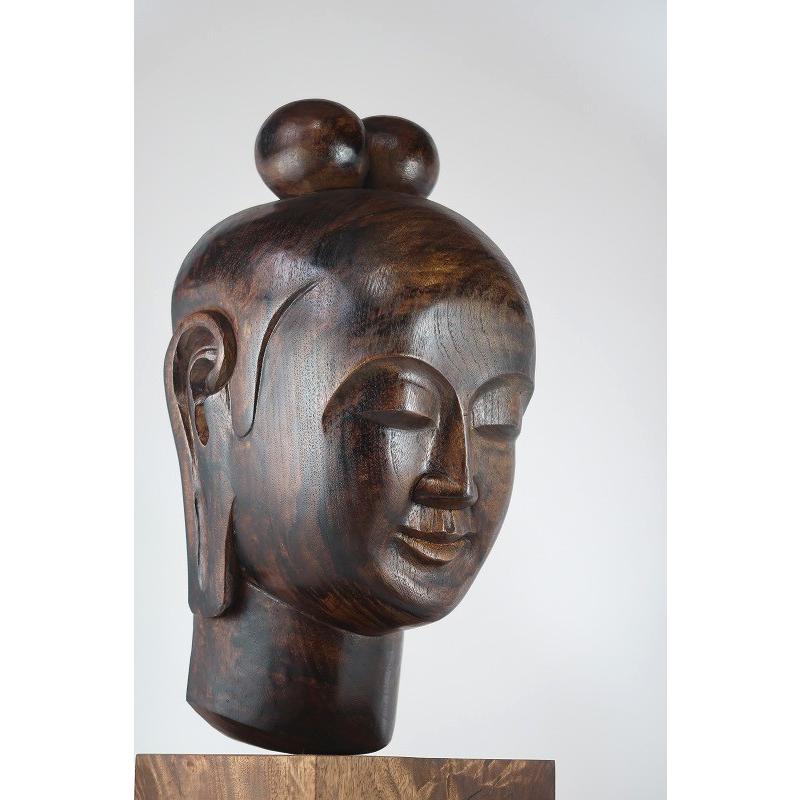 仏教美術】木彫「弥勒菩薩 仏頭」 仏像 置物 壁掛け 絵画 仏教美術】木彫「弥勒菩薩 仏頭」 仏像 置物 壁掛け 絵画