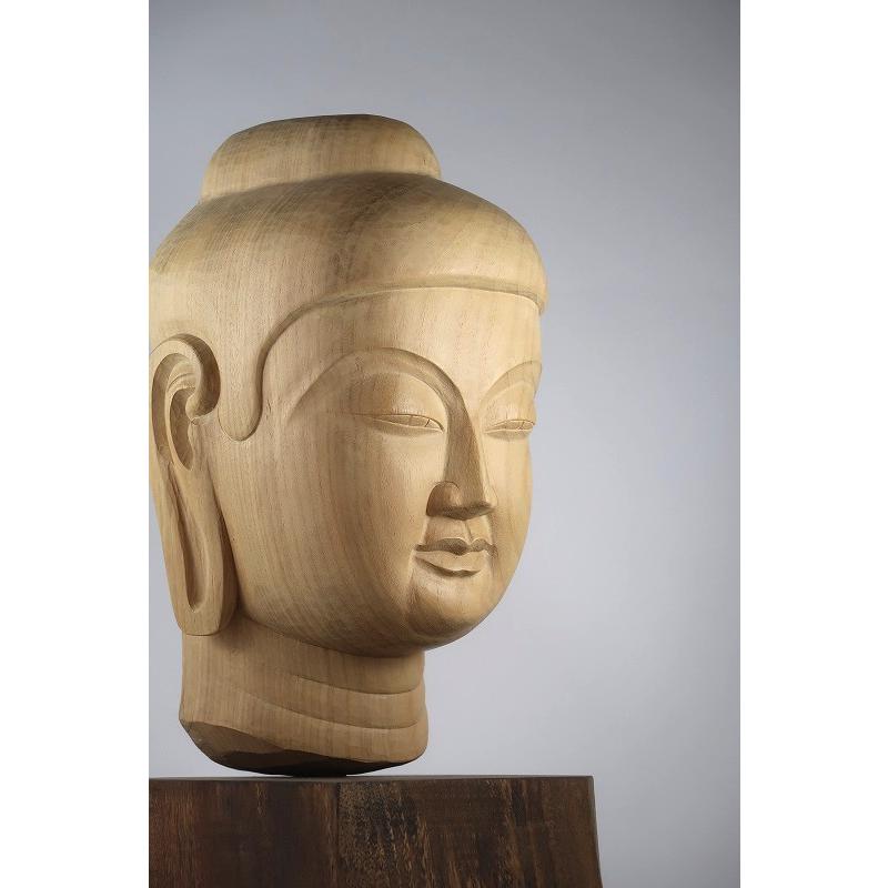 仏教美術】木彫「釈迦如来 仏頭」 仏像 置物 インテリア : 森 仏教美術】木彫「釈迦如来 仏頭」 仏像 置物 インテリア : 森