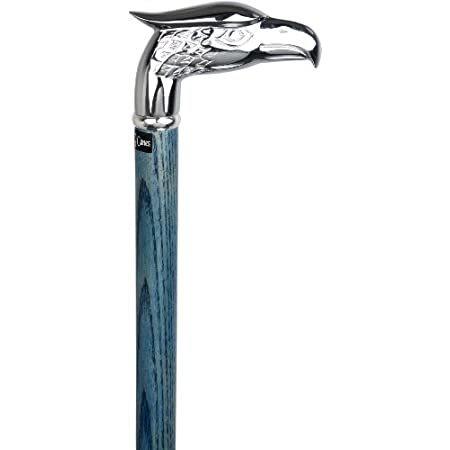 Blue Chrome Plated Eagle Head Handle Walking Cane With Denim Blue Ash Wood ＿並行輸入品