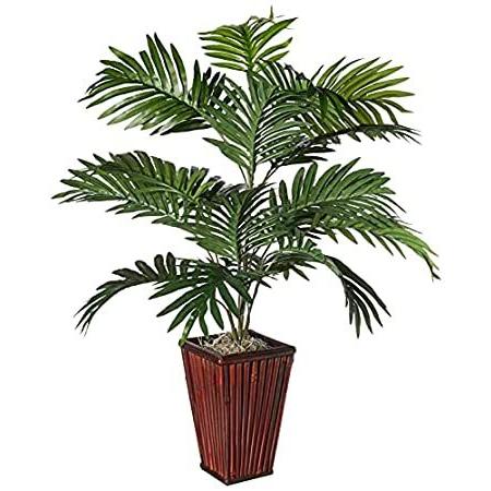 Nearly Natural 6675 アレカ ヤシの木 竹の花瓶 装飾シルク植物 グリーン 7.5インチ x 9インチ x 30インチ＿並行輸入品