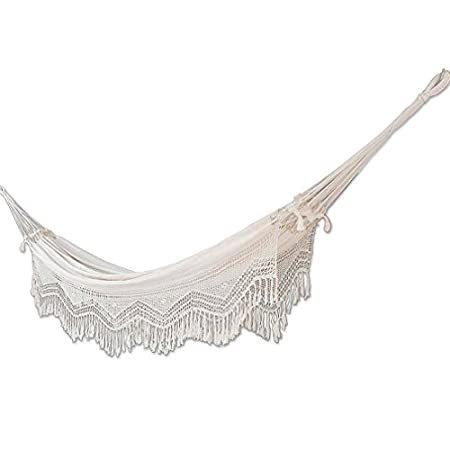 NOVICA Natural White Ecru Cotton 2 Person Hand Woven XL Brazilian Hammock w＿並行輸入品