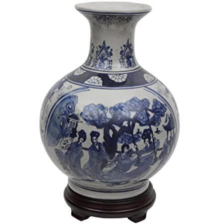 全品限定セール Oriental Furniture 12 Ladies Blue & White Porcelain Vase＿並行輸入品