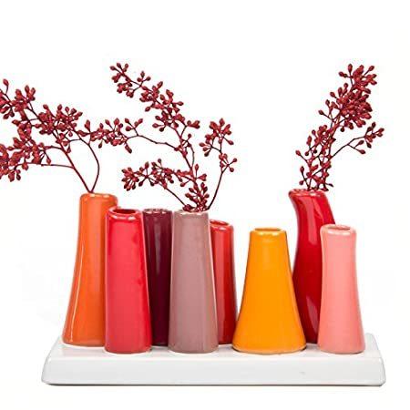 Chive - Pooley 2， Unique Rectangle Ceramic Flower Vase， Small Bud Vase， Dec＿並行輸入品