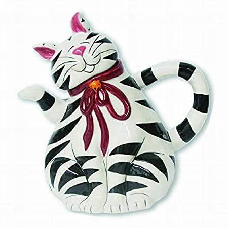 Blue Sky Ceramics 白黒猫ティーポット＿並行輸入品