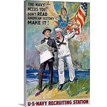 キャンバス上需要プレミアムthick-wrapキャンバス壁アート印刷米国海軍募集ステーション、ヴィンテージポスター、entitled by James＿並行輸入品