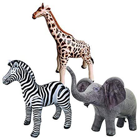 ホットセール Pack 3 Safari Creations Jet Giraffe De＿並行輸入品 Party Pool, for Great Elephant Zebra その他パーティーグッズ