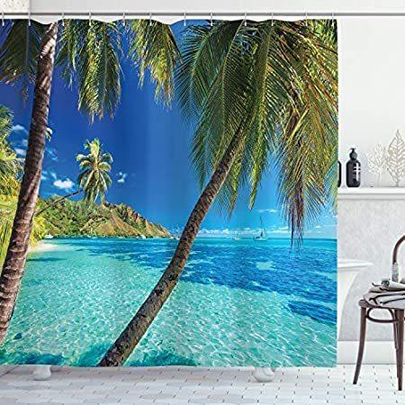 Ambesonne Ocean Decorコレクション、エキゾチックビーチClear Water and Palm Tree by the Shore＿並行輸入品