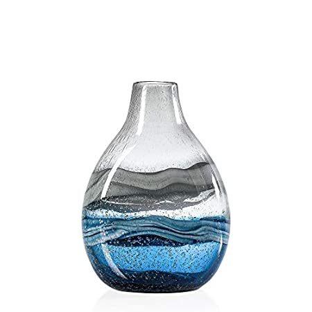 Torre＆Tagus 902525B Andrea Swirlガラスショートバルブ花瓶、ショート、ブルー＿並行輸入品