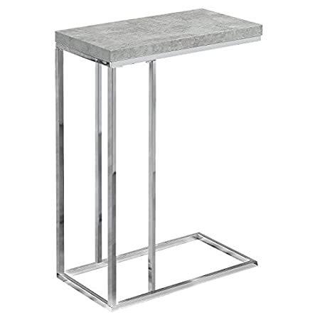 Monarch Specialties I 3007, Accent Table, Chrome Metal, Grey Cement＿並行輸入品