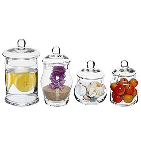 Set of Small Decorative Clear Glass Apothecary Jars, Wedding Centrepiece ＿並行輸入品