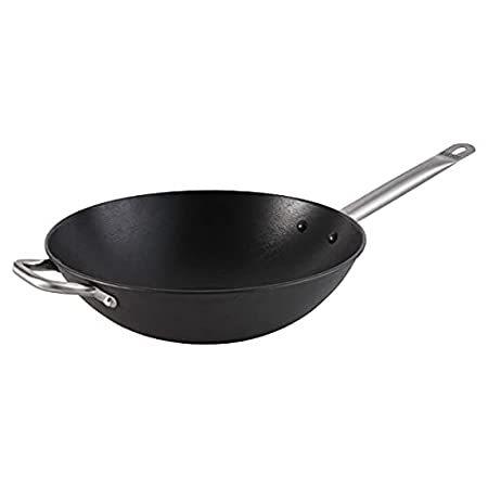 Imusa LCI-19008 Light Cast Iron Wok Pre-Seasoned Non-Stick with Stainless S＿並行輸入品