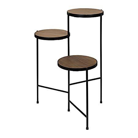 【SALE／57%OFF】 モリコーYahoo!店Kate and Laurel Fields Tri-Level Metal and Wood Plant Stand, Rustic Brown a＿並行輸入品
