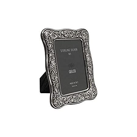 上質なイタリア製 925 スターリングシルバー 手刺繍リーフ 渦巻き 写真フレーム (4x6)＿並行輸入品