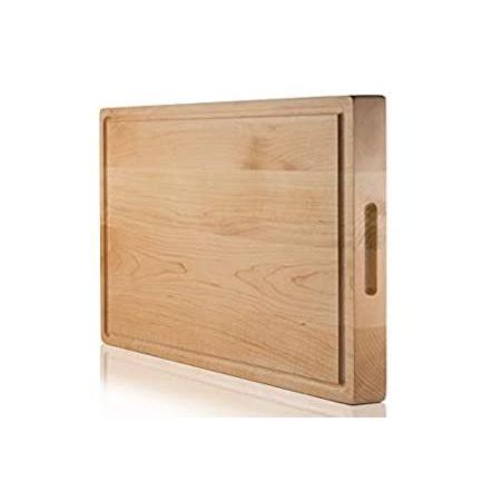 SoulFino 特大まな板 & ブッチャーブロック ジュースグルーブ付き – 17 x 13 x 1.4インチ 大型オーガニックまな板 & ジュース＿並行輸入品