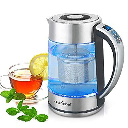 Digital Hot Water Glass Kettle 1.7L Portable Easy Pour Teapot Boiler El＿並行輸入品