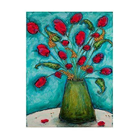 Trademark Fine Art Fl0wers in Green Vase by Marabeth Quin, 18x24-Inch＿並行輸入品