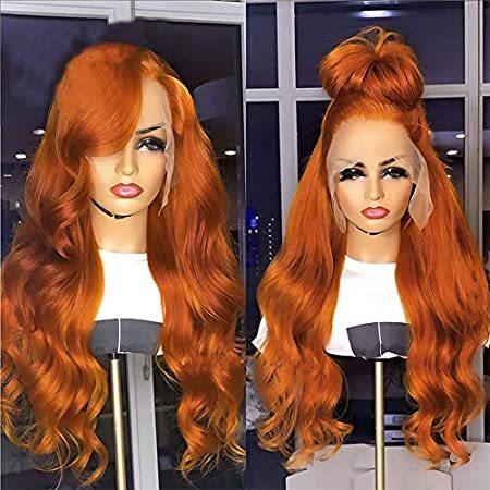 Brazilian Raw Virgin Hair Ginger Orange Lace Front Wig Human Hair Colored W＿並行輸入品