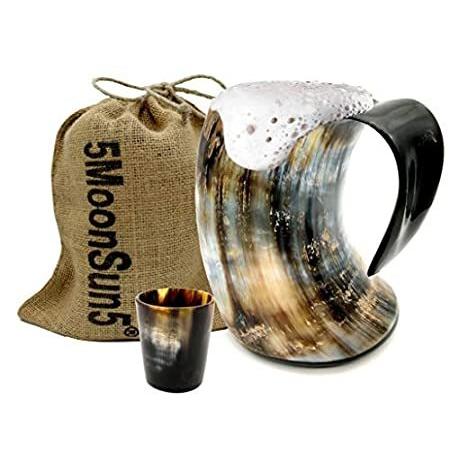 5MOONSUN5 オリジナル 手作り バイキング ドリンキング ホーン タンカード ビール/ミード/エール 中世風 ジョッキ 食品に安全な容器 ショ＿並行輸入品