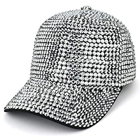 SALE60%OFF Trendy Apparel Shop キラキラストーンスタッド 野球帽， シルバー， One Size＿並行輸入品