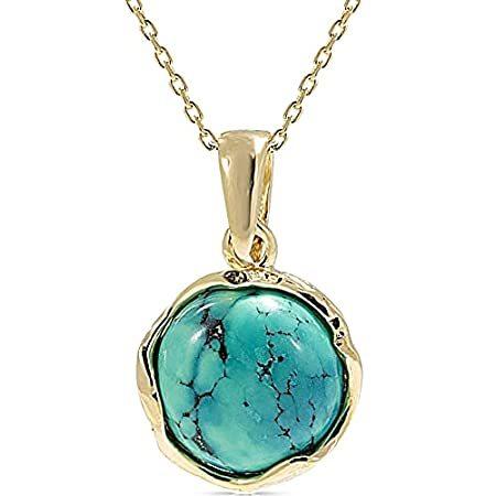 新しいエルメス 14K Gold Plated Turquoise Necklace - 14K Gold over 925 Sterling Silver， Dai＿並行輸入品