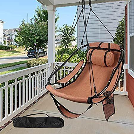 Bathonly Hammock Chair with Foot Rest, Sky Chair with Metal Bar