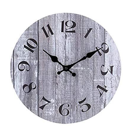 jomparis 木製 壁掛け時計 グレー 静音 時計 壁掛け 連続秒針 直径約25 cm お部屋、子供部屋装飾のインテリアとして＿並行輸入品