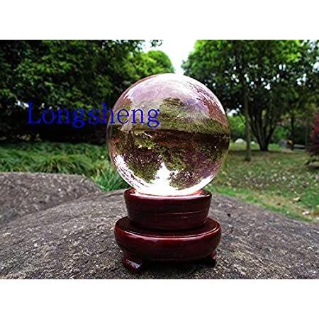 ZAMTAC 80mm Pink k9 Crystal Solid Glass Globe Ball with Wooden Base＿並行輸入品