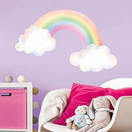 超安い | Sticker Wall Clouds with Rainbow Pastel Girl's Stickers好評販売中 Wall | décor Room デコレーションパーツ