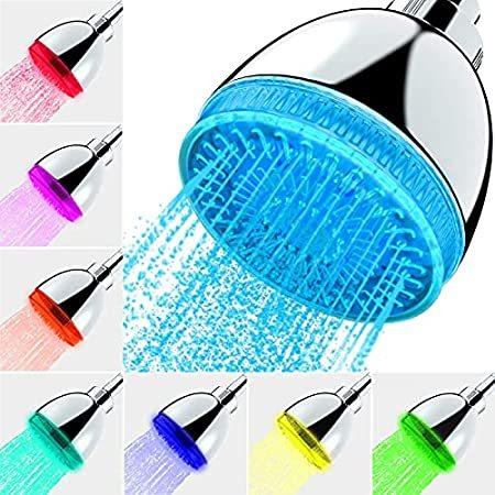 Milky House シャワーヘッド LEDフラッシュライト付き 7色交換 レインフォールシャワーヘッド 浴室用＿並行輸入品