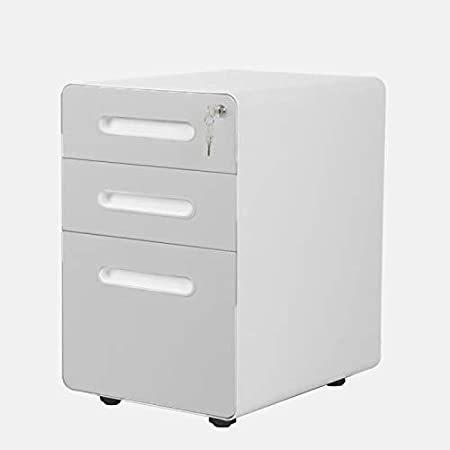 ApexDesk MFC-2025-WHITE 3-Drawer Metal Mobile File Cabinet with Locking Key＿並行輸入品