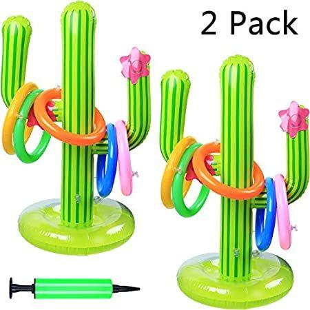 Inflatable Cactus Ring Toss Game Set Includes 2 Pieces Inflatable Cactus, 1＿並行輸入品