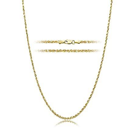 14K イエローゴールド 1.5mm ダイヤモンドカット ロープチェーンネックレス 14インチ-24インチ ロブスターロック留め＿並行輸入品