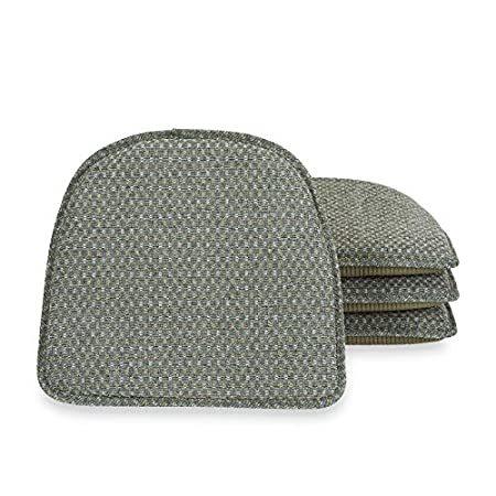 Klear Vu Raindrop Non Slip Dining Chair Pad Cushion, Set of 4, Celadon＿並行輸入品