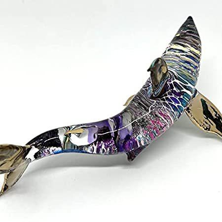 サンズカイ サメの置物 動物 手描き 吹きガラスアート 22Kゴールドトリム 収集価値のあるギフト装飾 5インチ＿並行輸入品