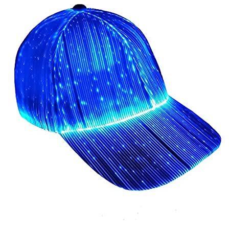 Ruconla 光ファイバーキャップ LEDハット 7色 発光 ヒップホップ 野球帽 USB充電 ライトアップキャップ パーティー LED クリスマス＿並行輸入品