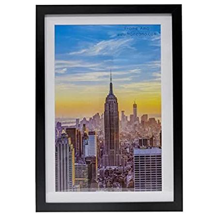 Frame Amo 13x19 ブラック写真フレーム 11x17の画像用ホワイトマット 1インチボーダー 13x19 without mat - 11＿並行輸入品