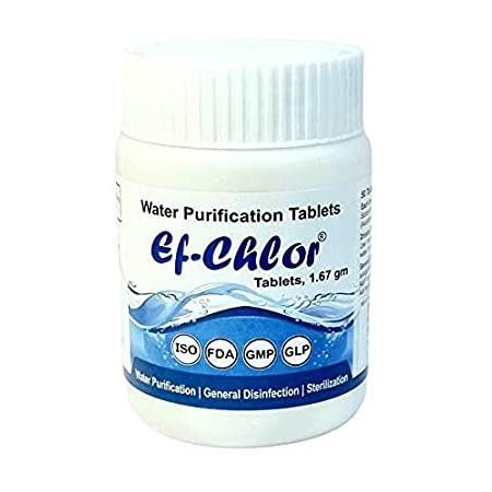 Ef-Chlor 水浄化処理 (1.67 gm - 50錠) - ポータブル飲料水トリートメント スイミングプール、ウォータータンク、旅行、キャンプに＿並行輸入品
