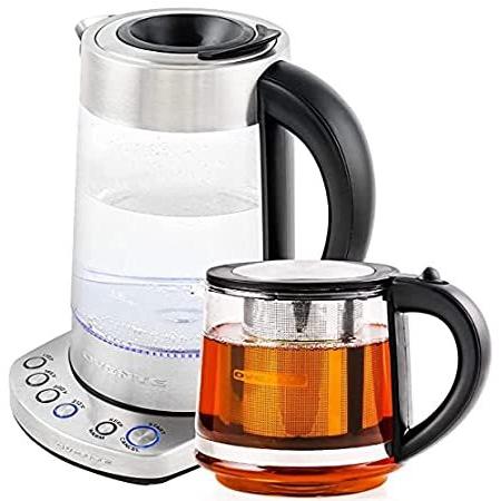 Ovente Electric Glass Kettle 1.7 Liter Prontofill Technology & 4 Variable T＿並行輸入品