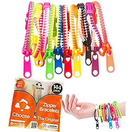 UpBrands 144 Fidget Toys Party Favors for Kids, Friendship Zipper Bracelets＿並行輸入品