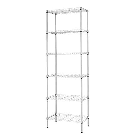 SINGAYE 6段 調節可能なワイヤー棚ラック 550ポンド メタル収納ラック 幅21.25インチ 奥行き11.41インチ 高さ69インチ シルバー＿並行輸入品