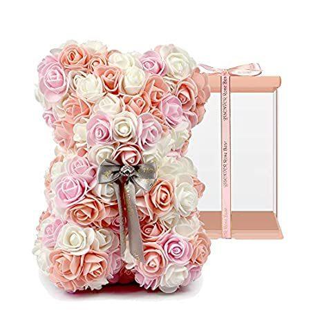 直売卸し売り ハンドメイド 造花 ローズベア ピュアカラー バレンタイン 誕生日 母の日用 10インチのピンクのギフトボックス付き マルチカラー ピーチラブ 好評販売中 無料で入手 Clinicaaldente Es