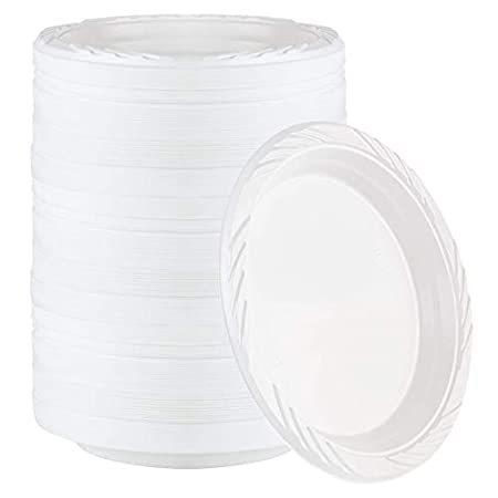 800 Count Disposable 7 Inch White Plastic Plates＿並行輸入品